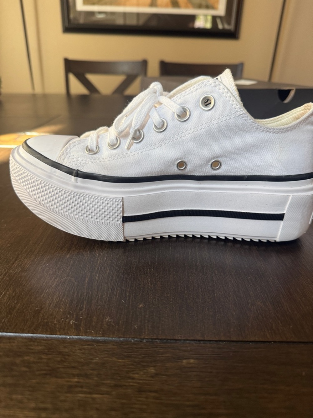 Converse White Platform Low Top Sneakers - Picture 3 of 3